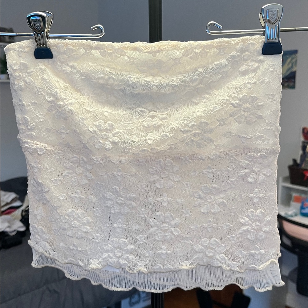 Urban Outfitters White Cream Floral Lace bandeaux Tube Top